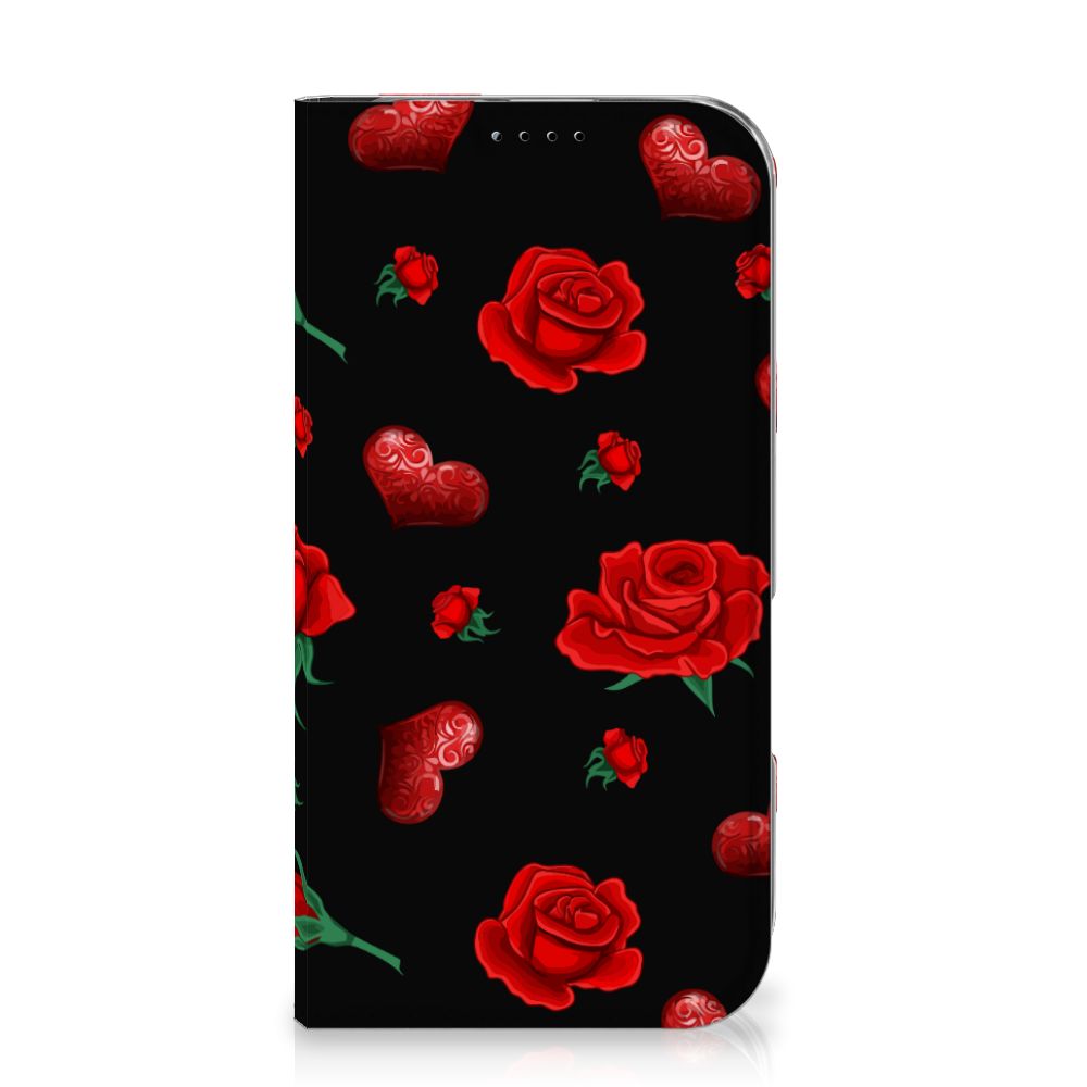 iPhone 16 Magnet Case Valentine telefoonhoesje bloemen hart rood