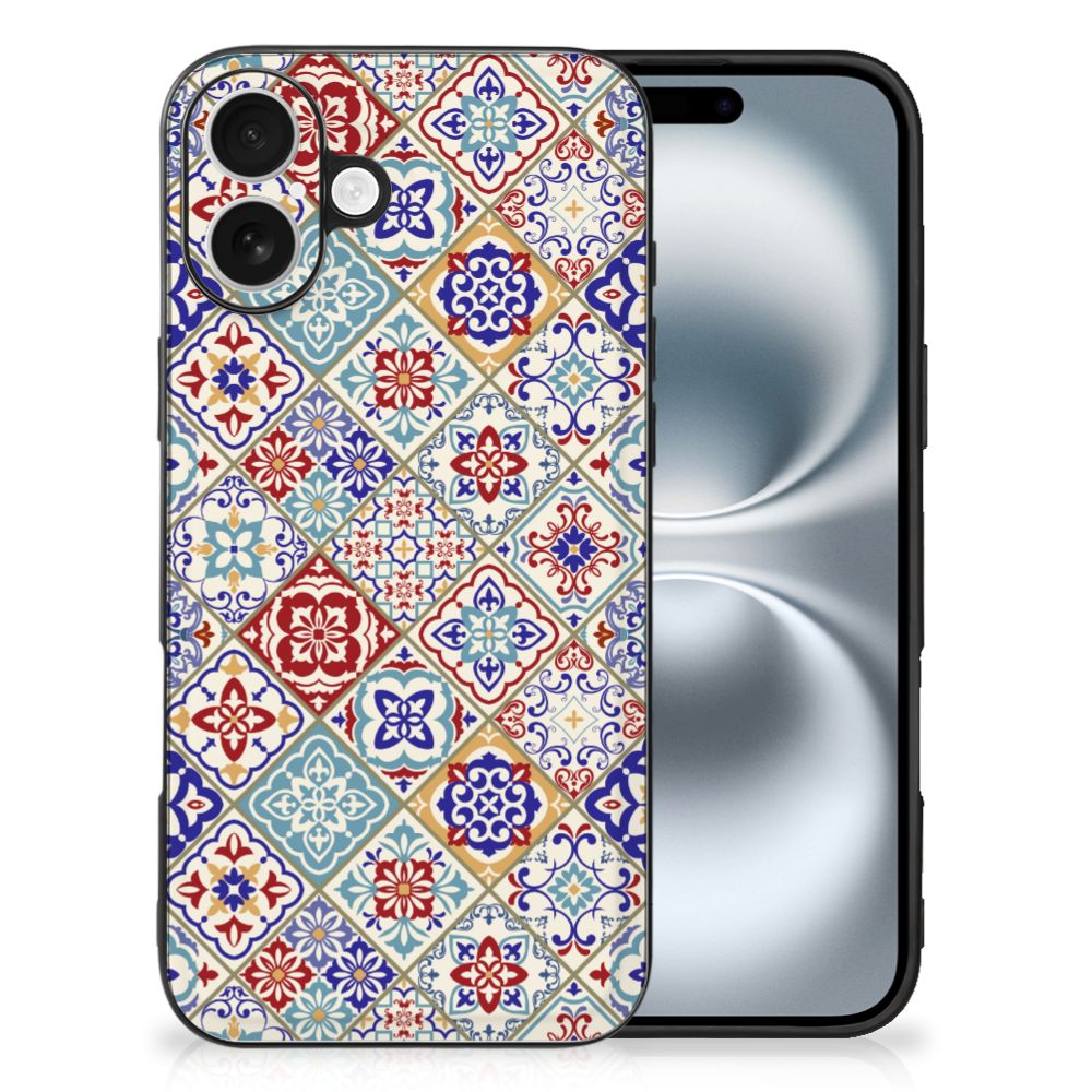 Apple iPhone 16 Marmeren Print Telefoonhoesje Tiles Color stenen print achterzijde