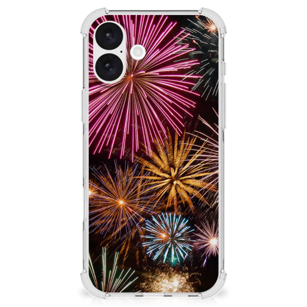 iPhone 16 Plus Anti Shock Bumper Case Vuurwerk achterkant