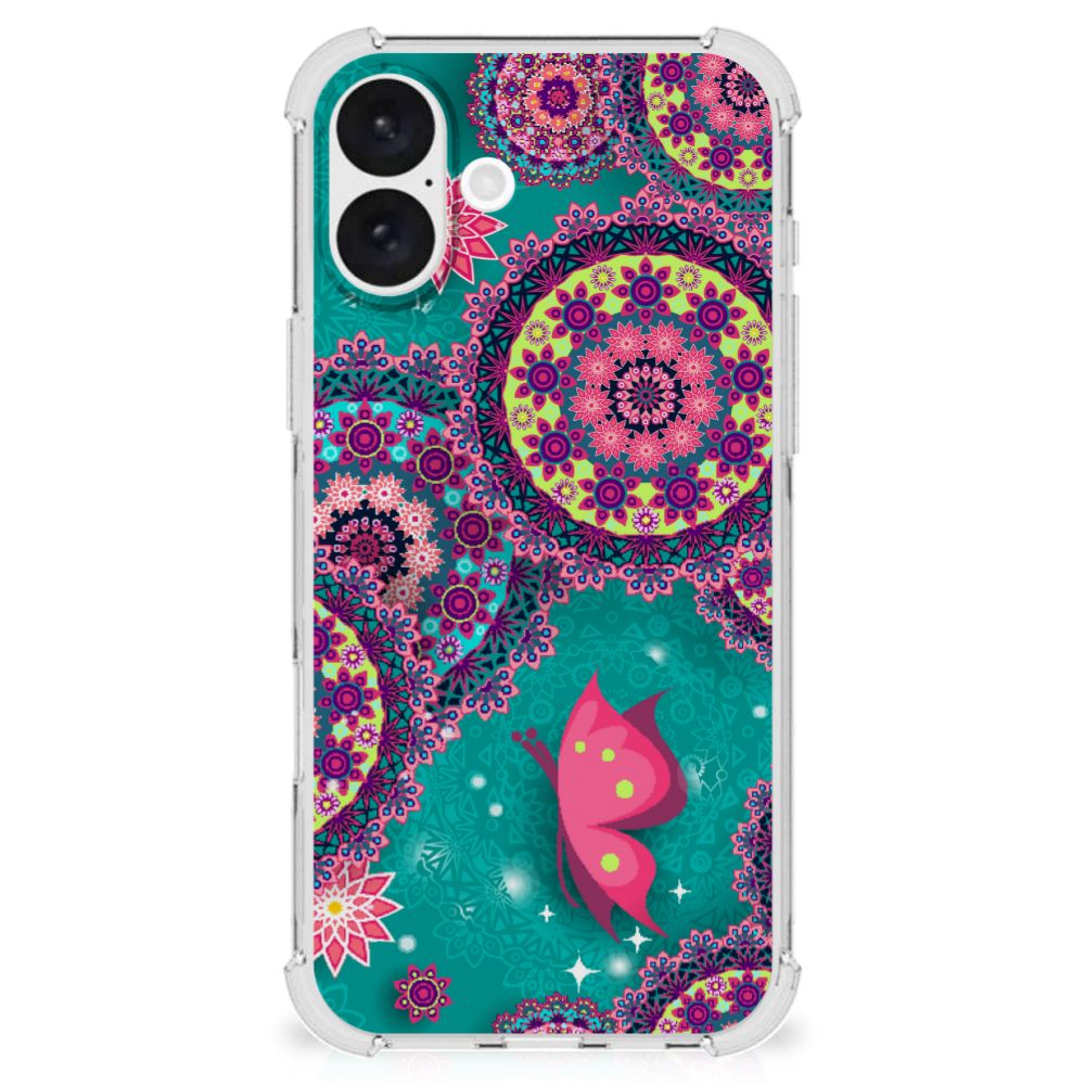 iPhone 16 Plus Back Cover Cirkels en Vlinders achterzijde