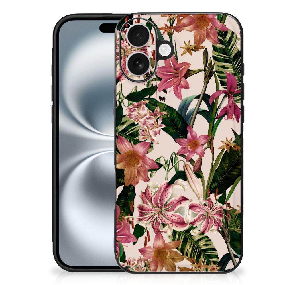 Apple iPhone 16 Plus Bloemen Hoesje Flowers bloemen planten achterkant
