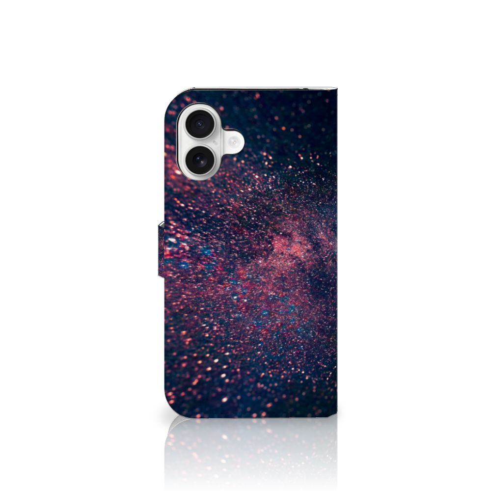iPhone 16 Plus Book Case Stars boek hoesje design sterren paars blauw