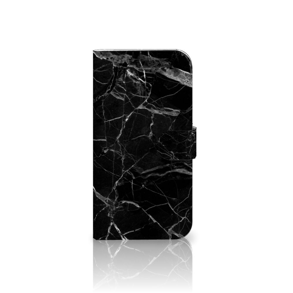 iPhone 16 Plus Bookcase Marmer Zwart design zwart marmer aanzicht
