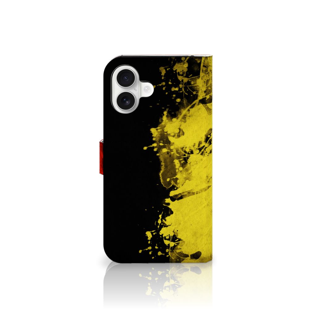 iPhone 16 Plus Bookstyle Case België design hoesje zwart geel aanzicht