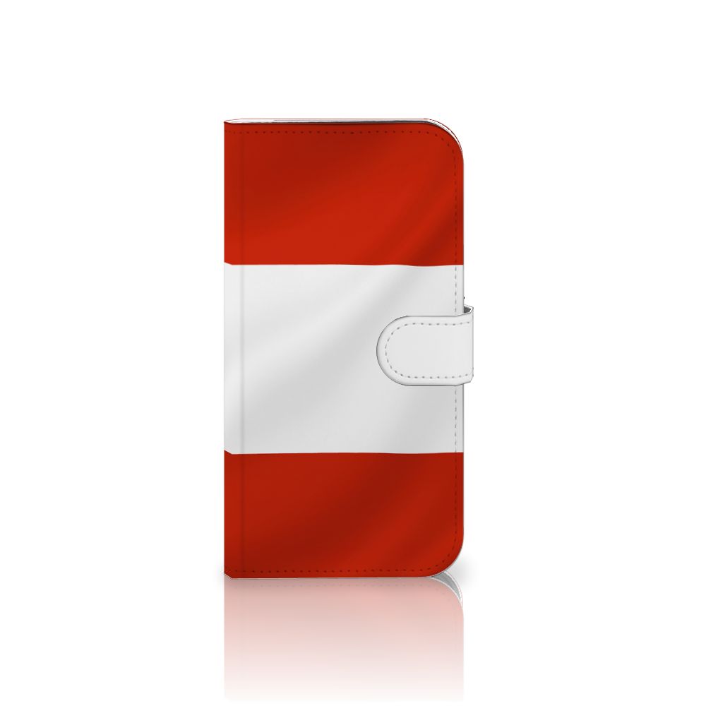 iPhone 16 Plus Bookstyle Case Oostenrijk vlag design aanzicht