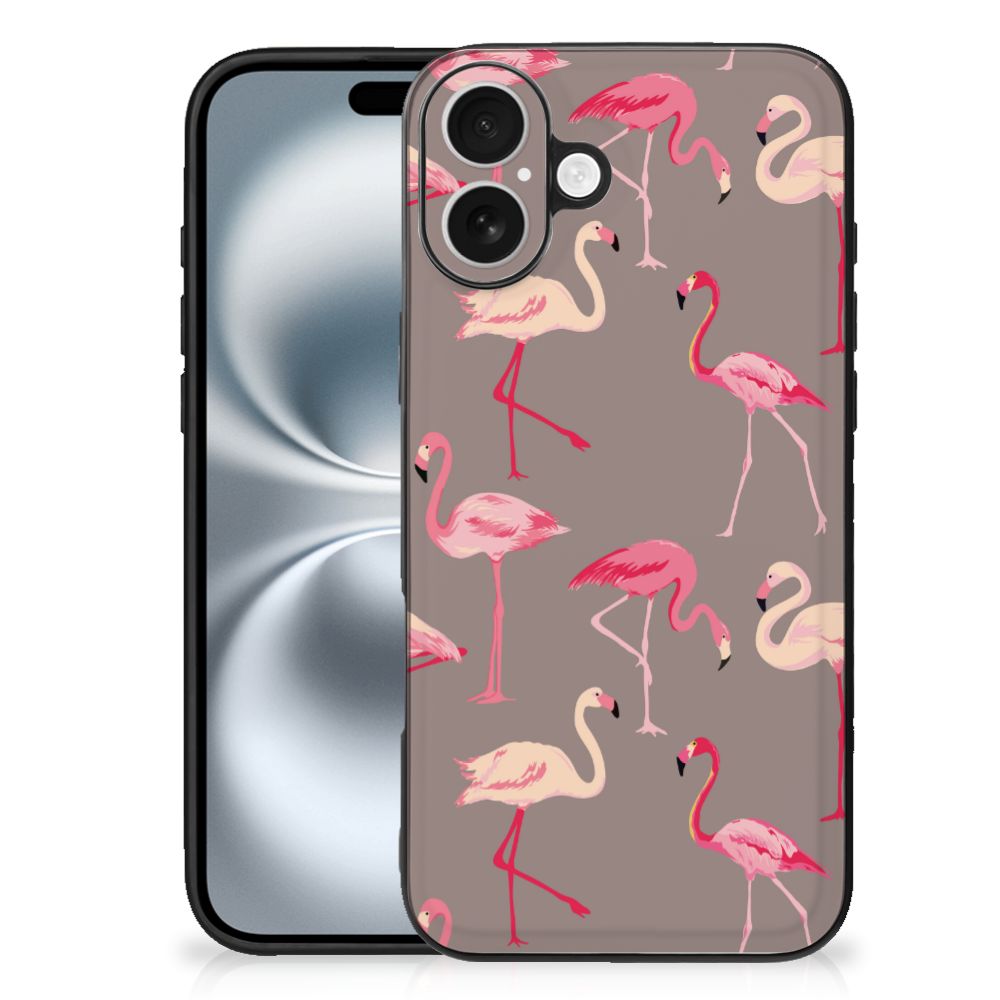 Apple iPhone 16 Plus Dierenprint Telefoonhoesje Flamingo dierenprint achterkant