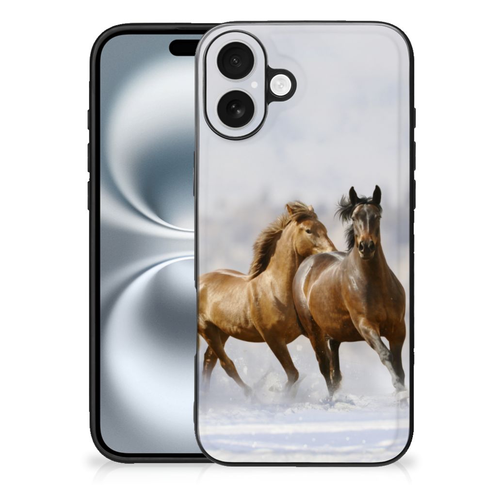 Apple iPhone 16 Plus Dierenprint Telefoonhoesje Paarden paard afbeeldingen achterkant