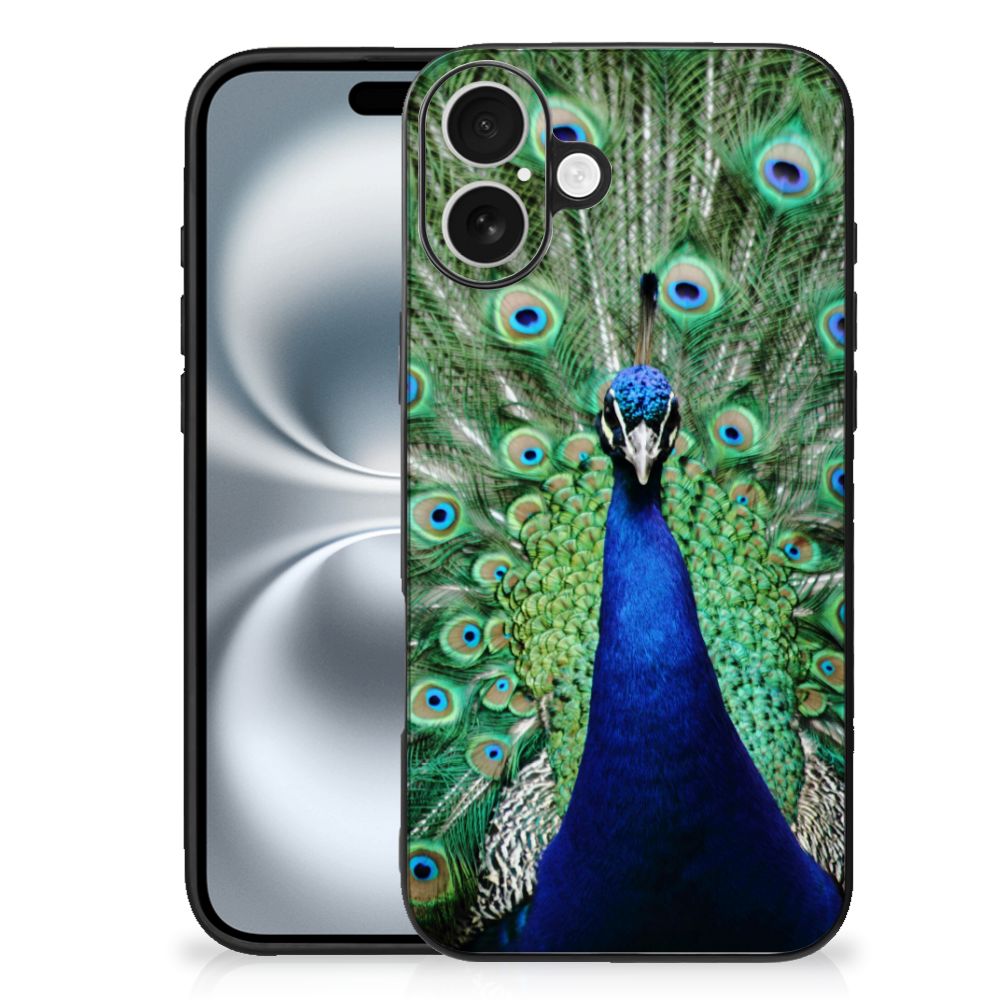 Apple iPhone 16 Plus iPhone 16 Plus Dierenprint Telefoonhoesje Pauw achterkant
