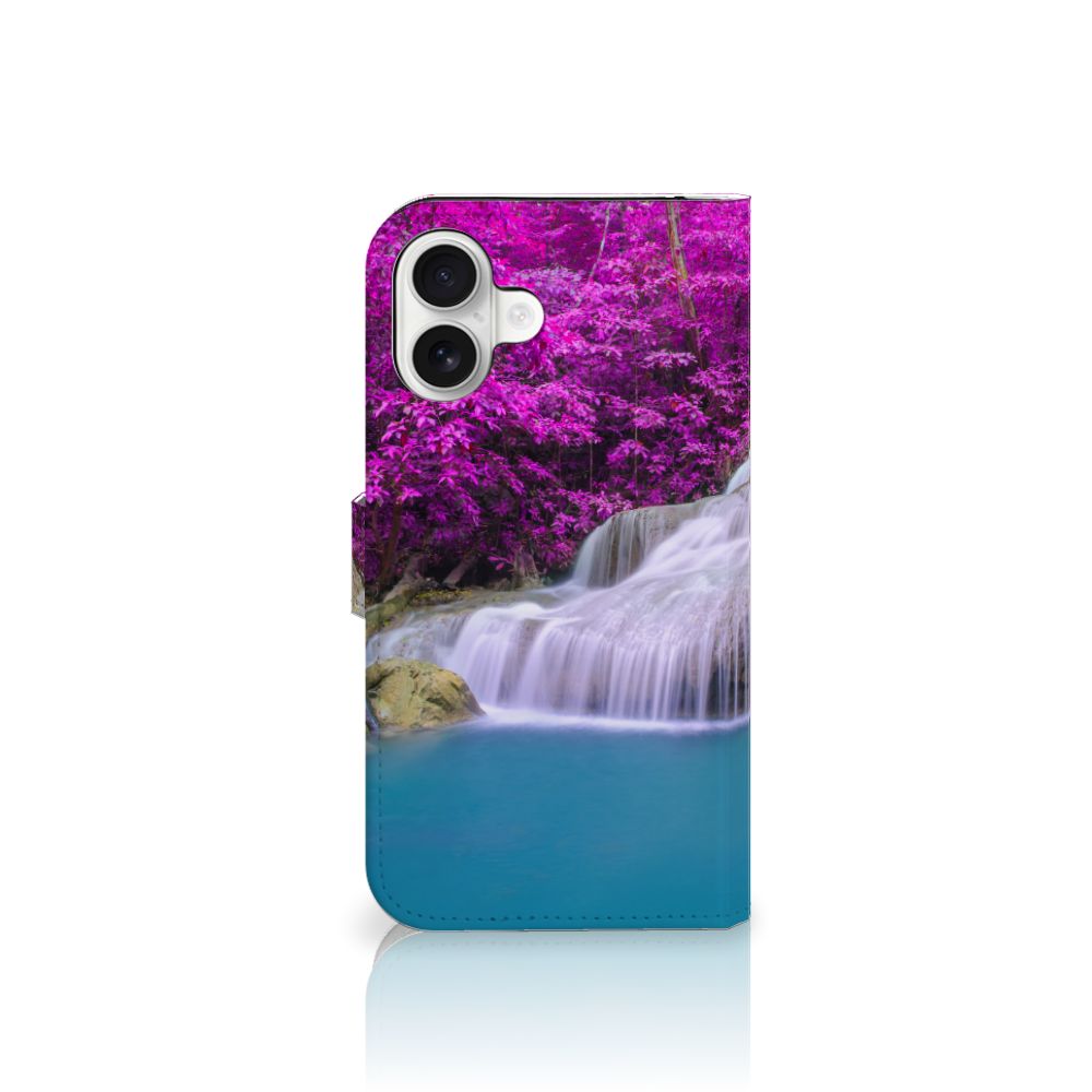 iPhone 16 Plus Flip Cover Waterval Flipcover waterval paarse bomen voorkant