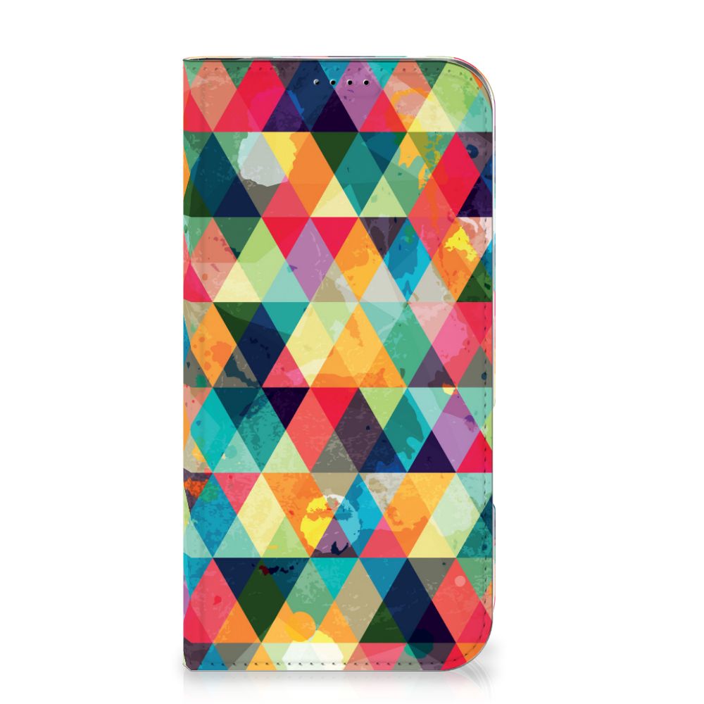 iPhone 16 Plus Hoesje met Magneet Geruit design kleurrijk zicht