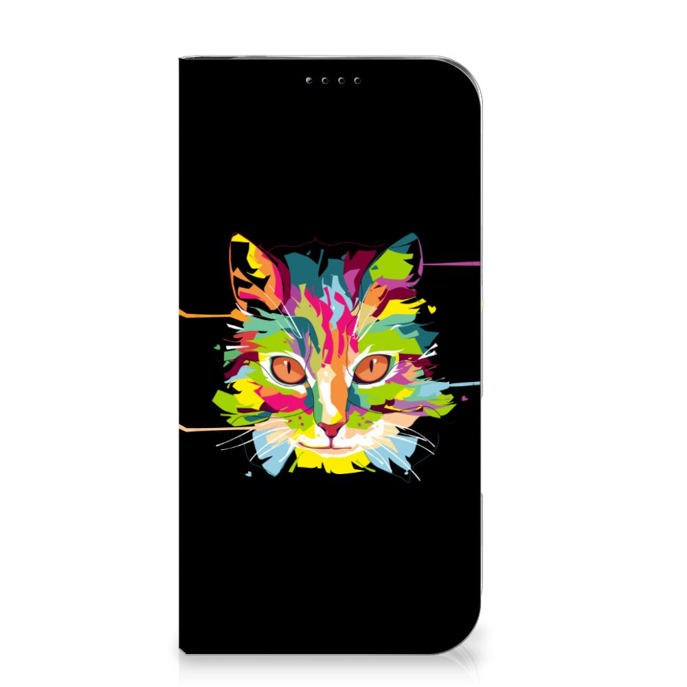 iPhone 16 Plus Magnet Case Cat Color voorkant gekleurd kat ontwerp