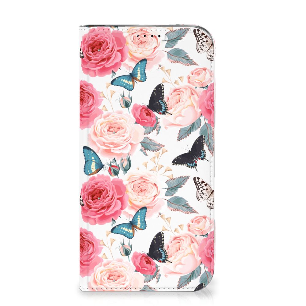iPhone 16 Plus Smart Cover Butterfly Roses telefoonhoesje design bloemen vlinders aanzicht