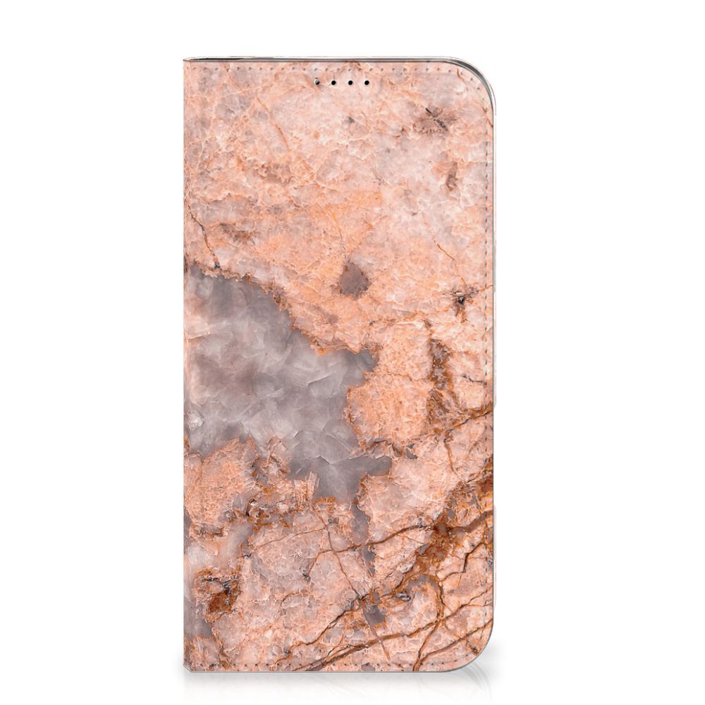 iPhone 16 Plus Standcase Marmer Oranje design oranje marmer voorkant