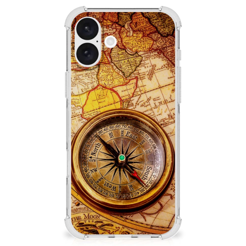 iPhone 16 Plus Telefoonhoesje met valbescherming Kompas voorzijde