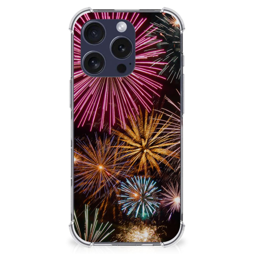 iPhone 16 Pro Anti Shock Bumper Case Vuurwerk vuurwerk design achterzijde