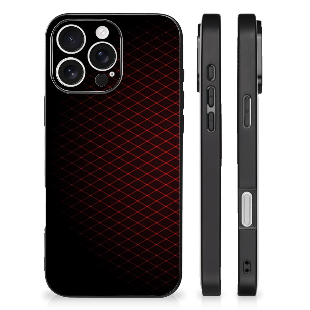 Apple iPhone 16 Pro Back Case Geruit Rood design geruit aanzicht