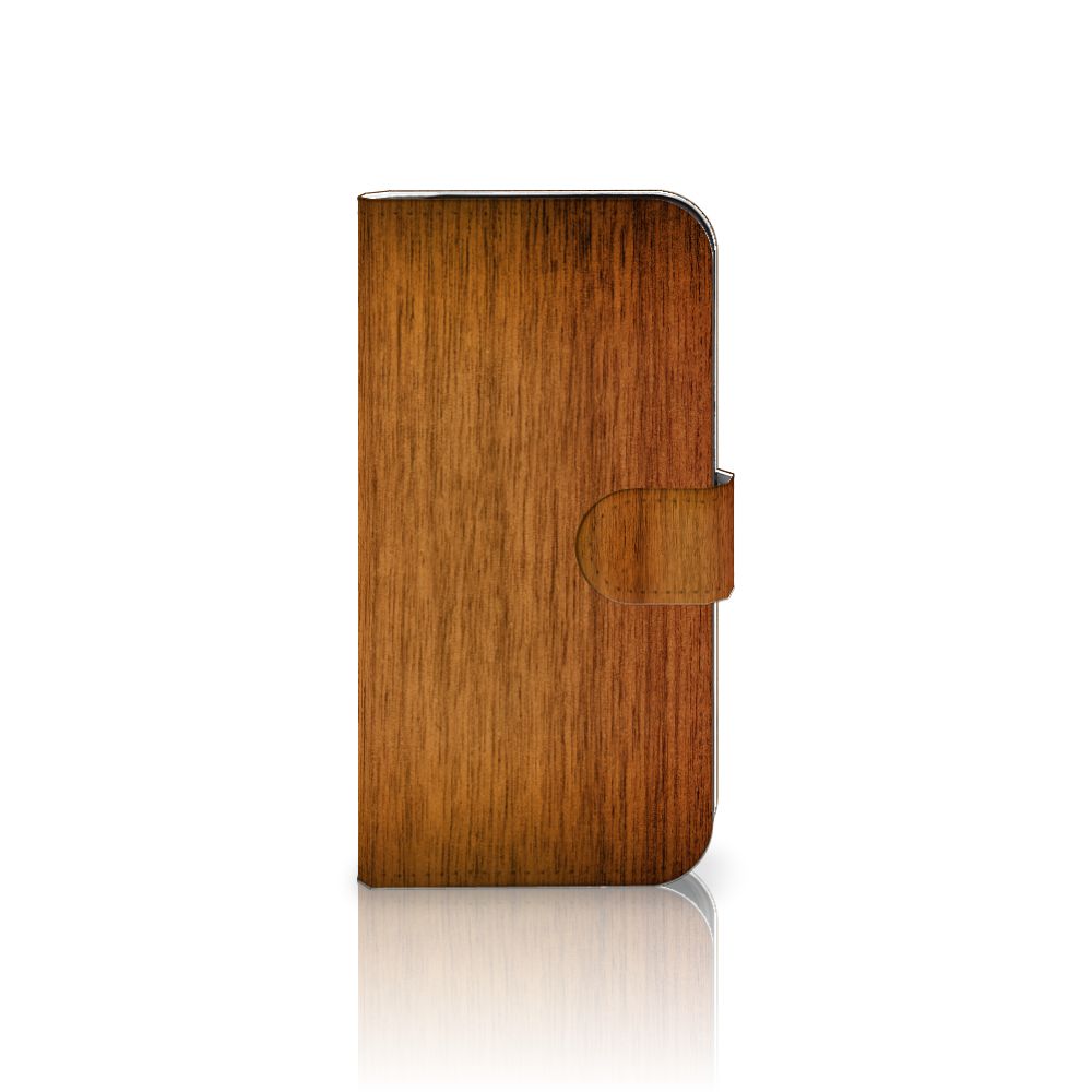 iPhone 16 Pro Book Style Case Donker Hout book style case houtprint zijaanzicht