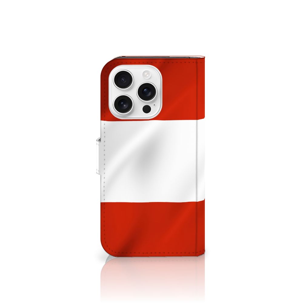 iPhone 16 Pro Bookstyle Case Oostenrijk vlag vorne