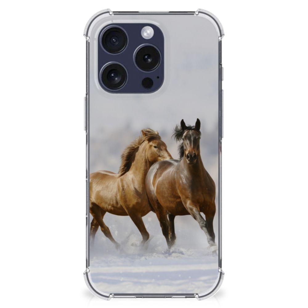 iPhone 16 Pro Case Anti-shock Paarden paarden achterzijde