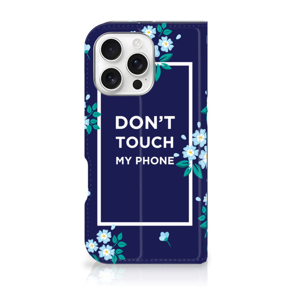 iPhone 16 Pro Design Case Flowers Blue DTMP voorkant
