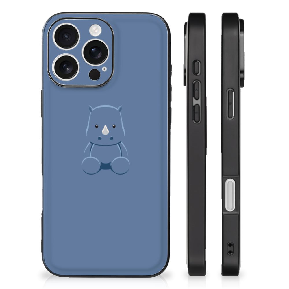 Apple iPhone 16 Pro hoesje Baby Rhino achteraanzicht zijaanzicht zwart