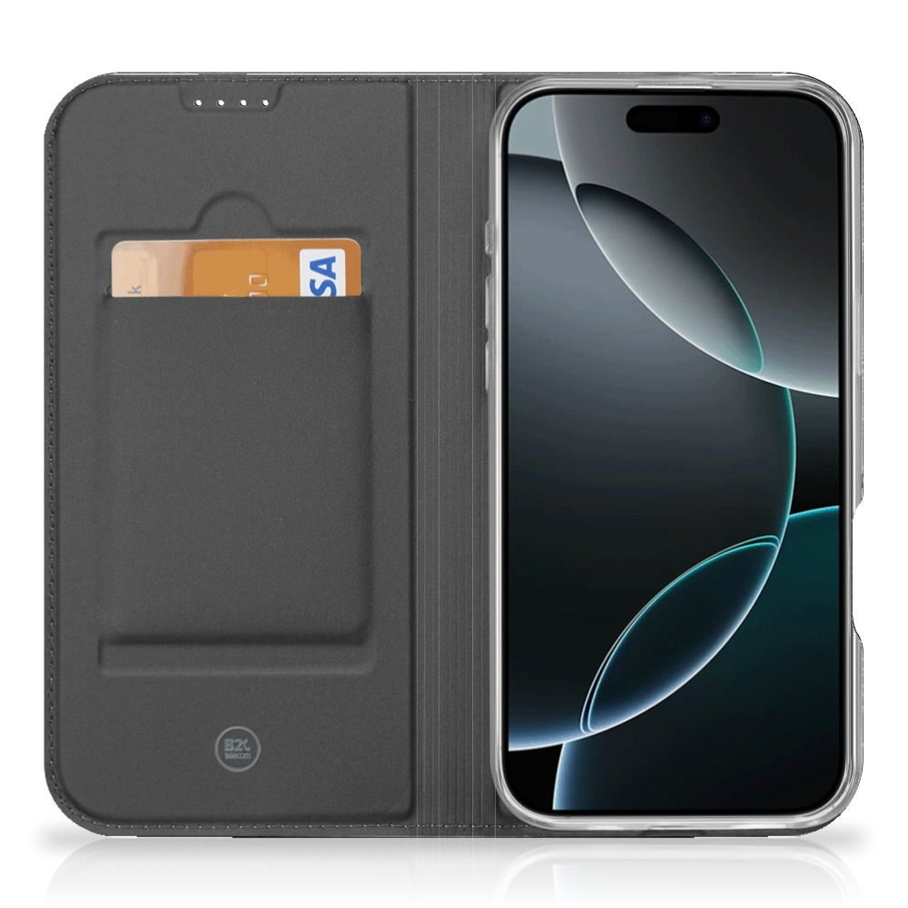 iPhone 16 Pro Hoesje maken Zwarte Kat stand case zwart voorkant