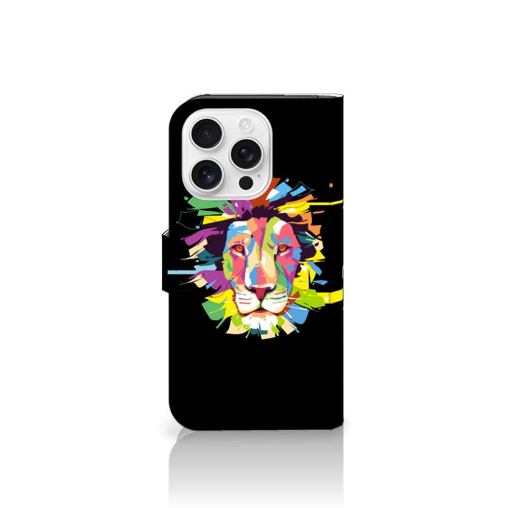iPhone 16 Pro Leuk Hoesje Lion Color design voorkant
