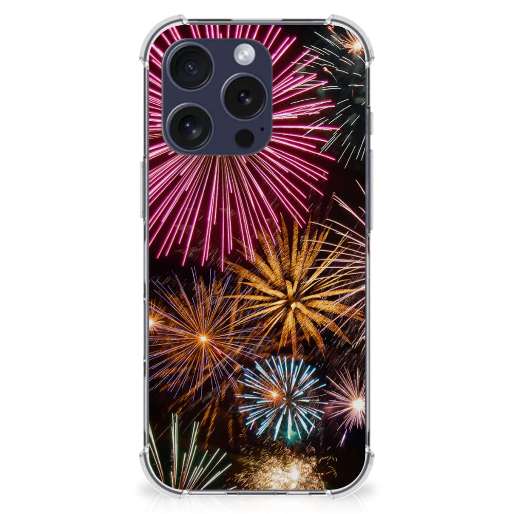 iPhone 16 Pro Max Anti Shock Bumper Case Vuurwerk vuurwerk design achterkant