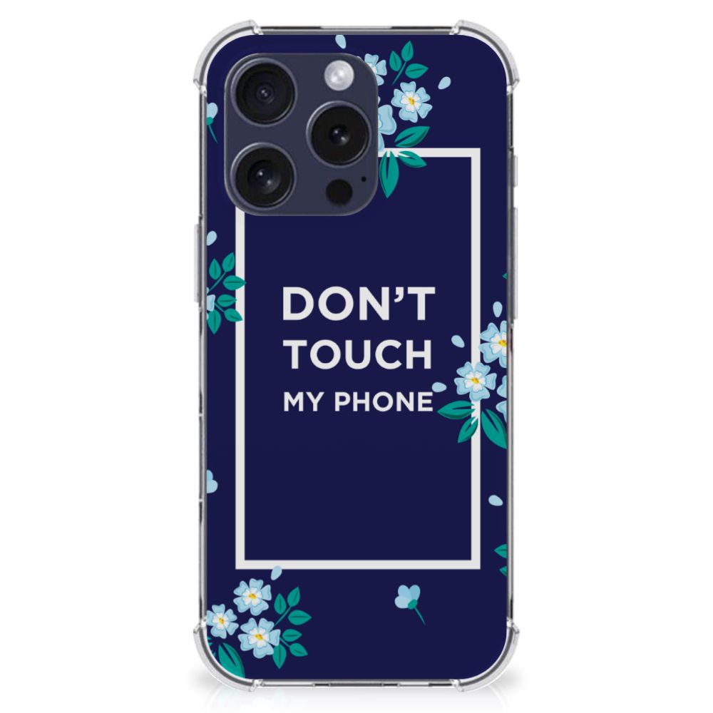 iPhone 16 Pro Max Anti Shock Case Flowers Blue DTMP voorkant
