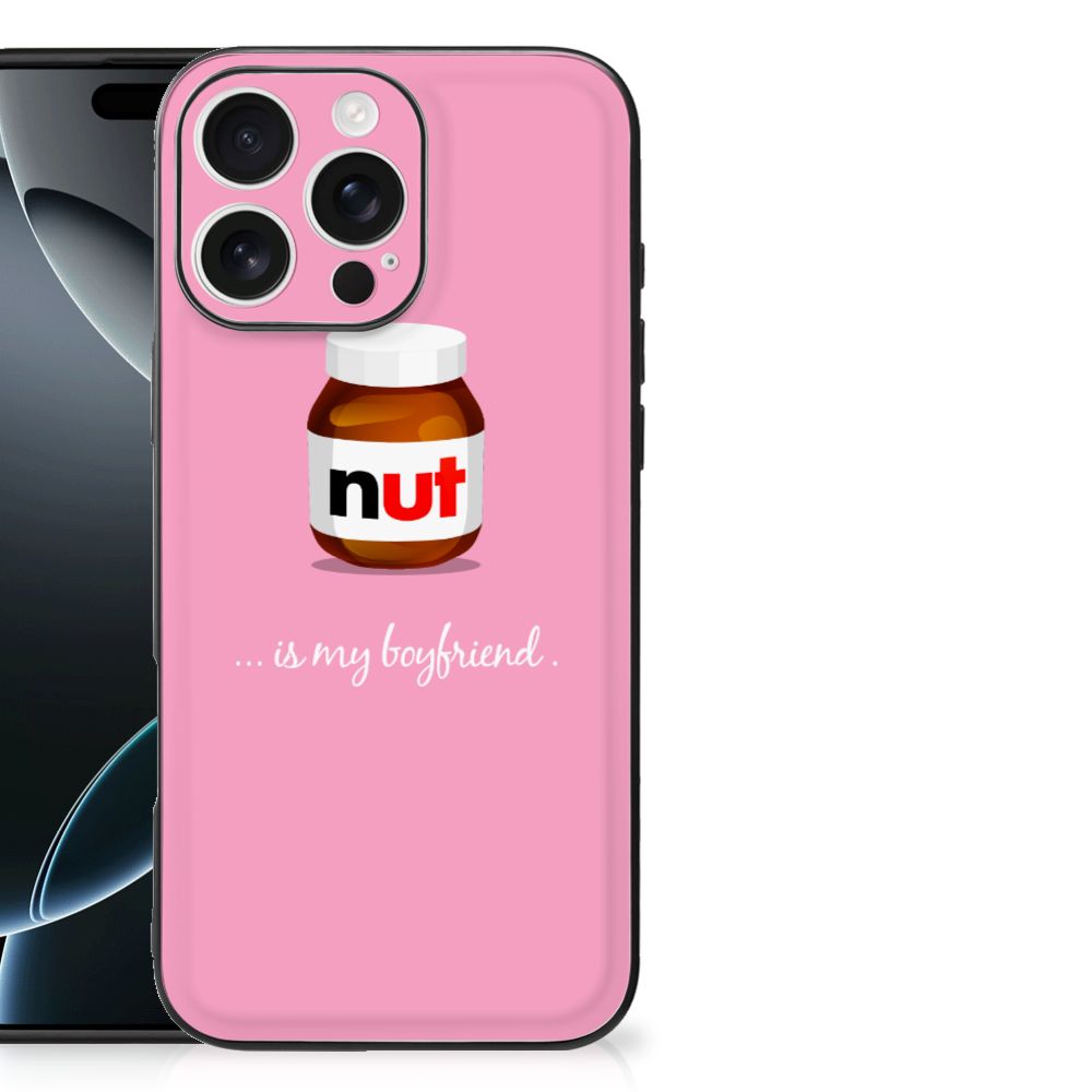 Apple iPhone 16 Pro Max Back Cover Hoesje Nut Boyfriend Eten Drinken design achterzijde