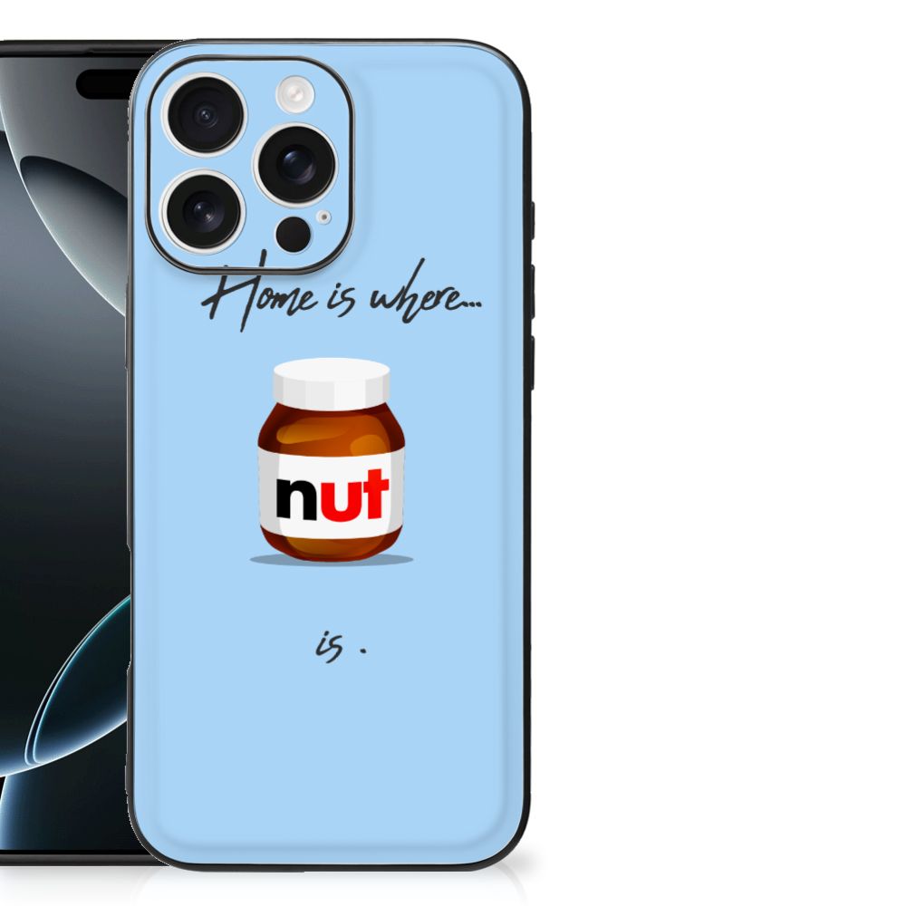 Apple iPhone 16 Pro Max Back Cover Hoesje Nut Home eten drinken blauw design