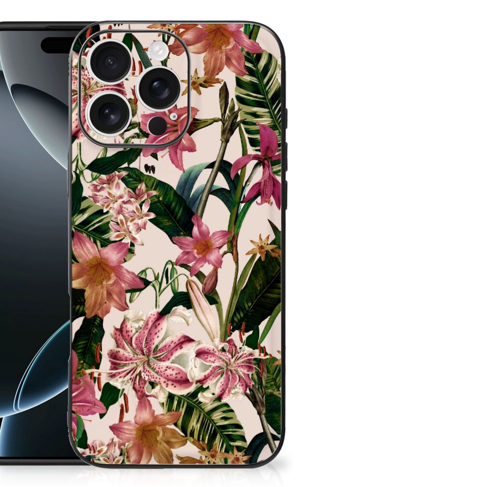 Apple iPhone 16 Pro Max Bloemen Hoesje Flowers bloemen planten achterzijde