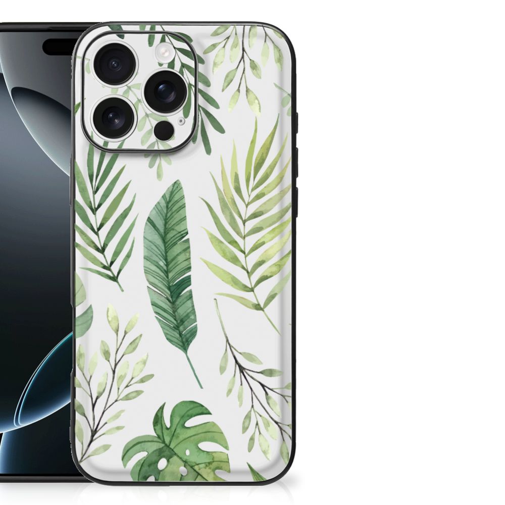Apple iPhone 16 Pro Max Bloemen Hoesje Leaves back cover planten design voorkant