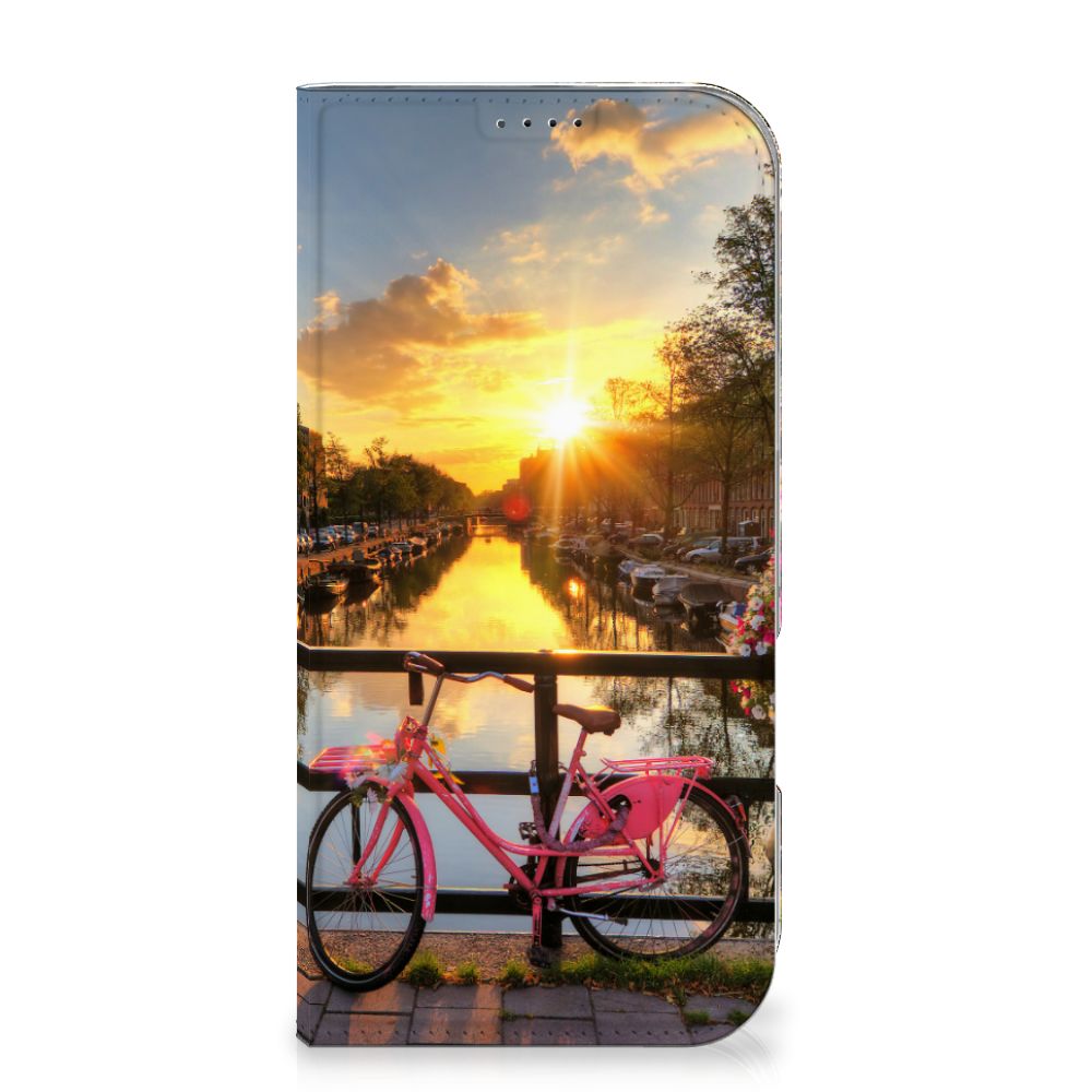 iPhone 16 Pro Max Book Cover Amsterdamse Grachten design fiets aanzicht