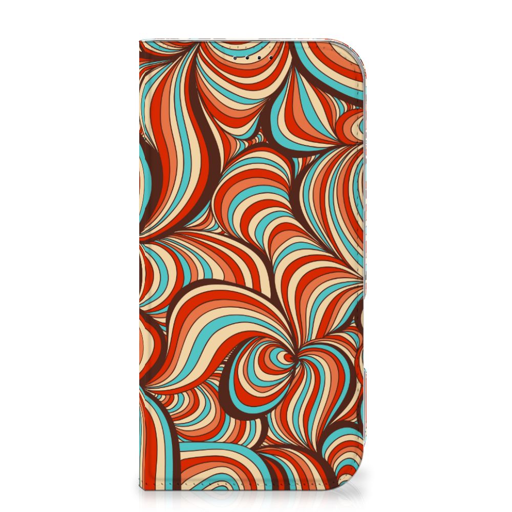 iPhone 16 Pro Max Bookcase Retro retro design kleurrijke patronen voorkant