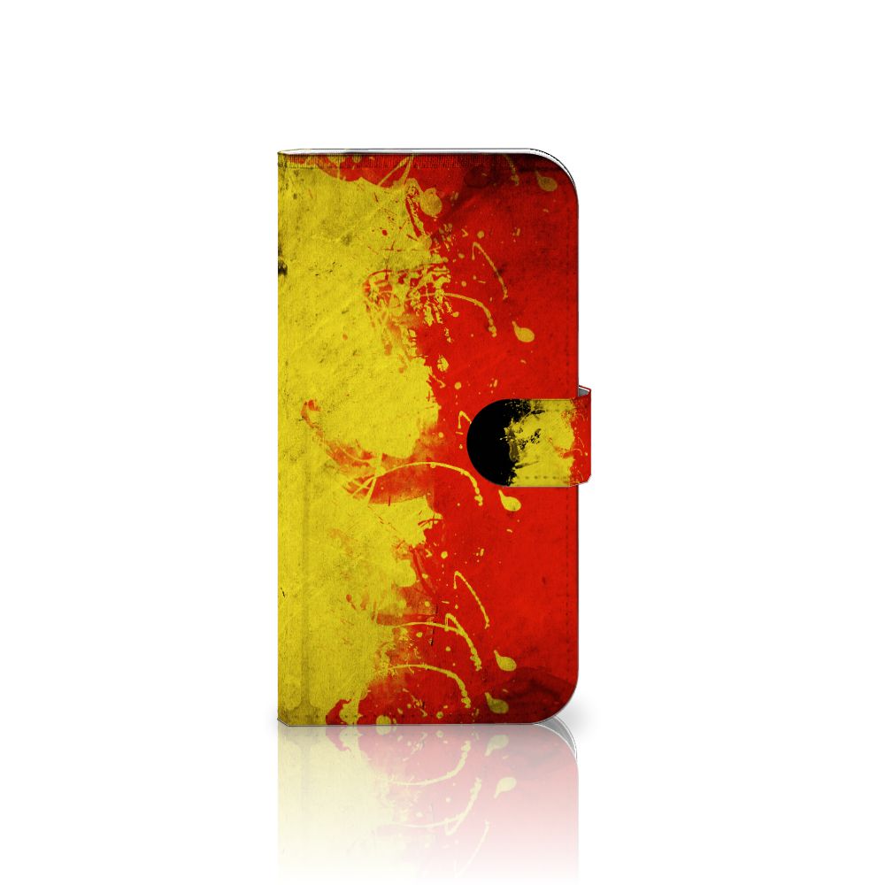 iPhone 16 Pro Max Bookstyle Case België Belgische kleuren vlag design voorkant