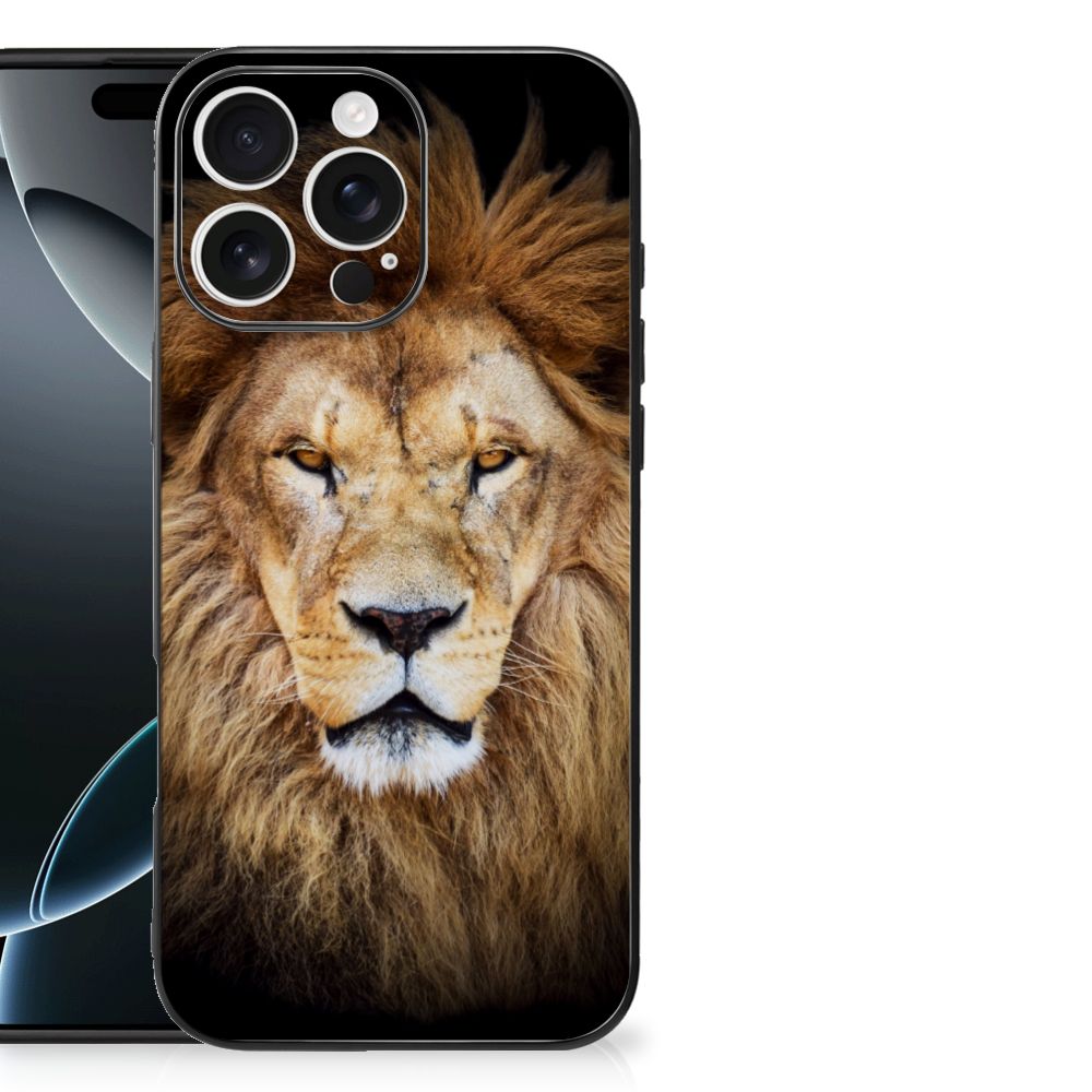 Apple iPhone 16 Pro Max Dierenprint Telefoonhoesje Leeuw voorkant dierenprint