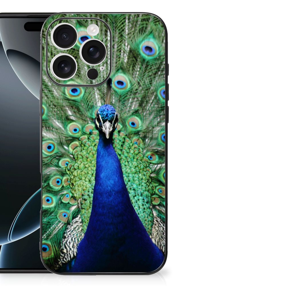 Apple iPhone 16 Pro Max Dierenprint Telefoonhoesje Pauw pauw print voorkant