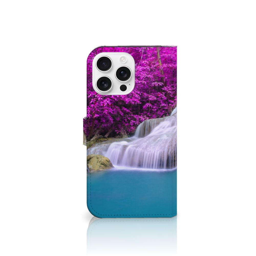 iPhone 16 Pro Max Flip Cover Waterval flipcover waterval paarse bomen aanzicht