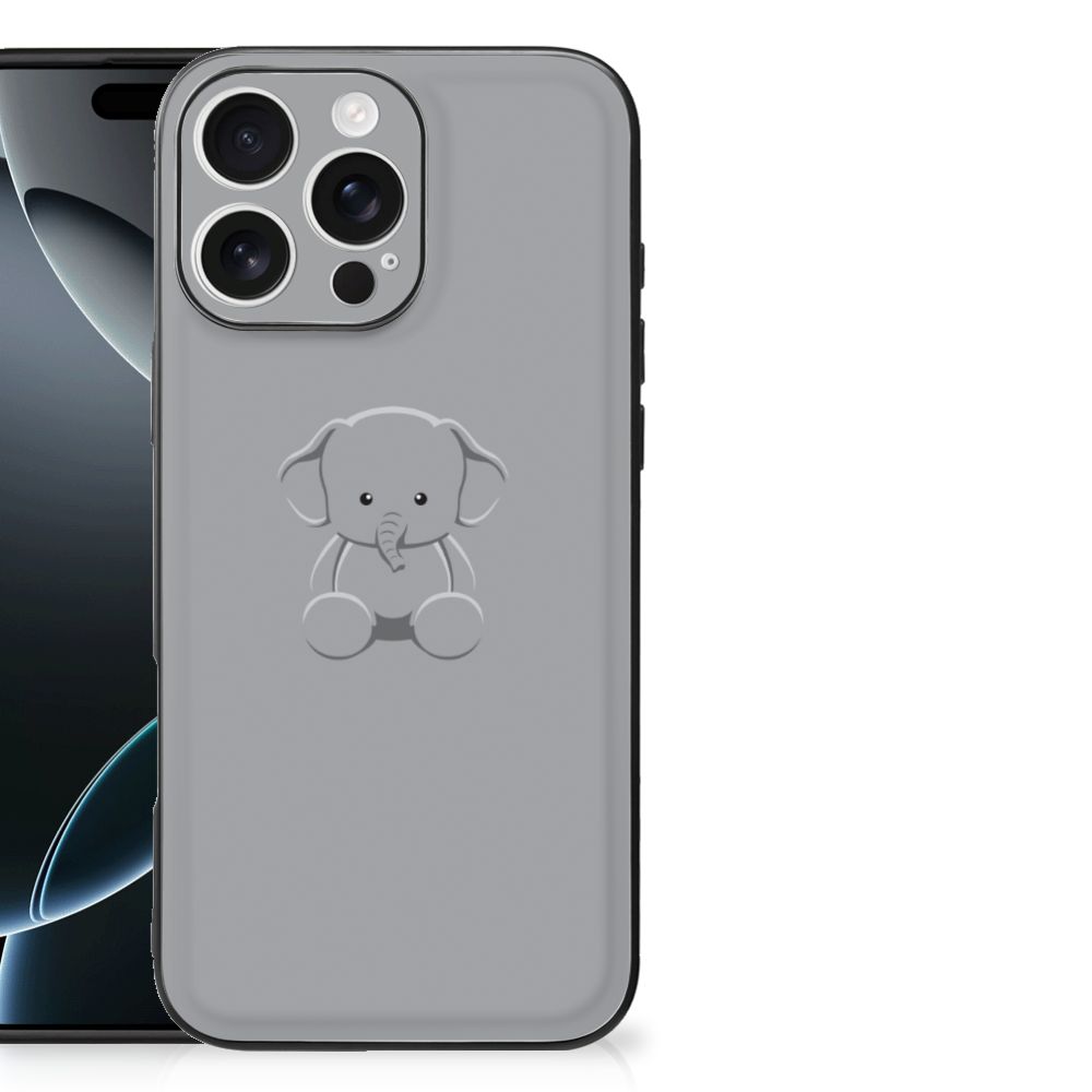 Apple iPhone 16 Pro Max hoesje grijs baby olifant achteraanzicht