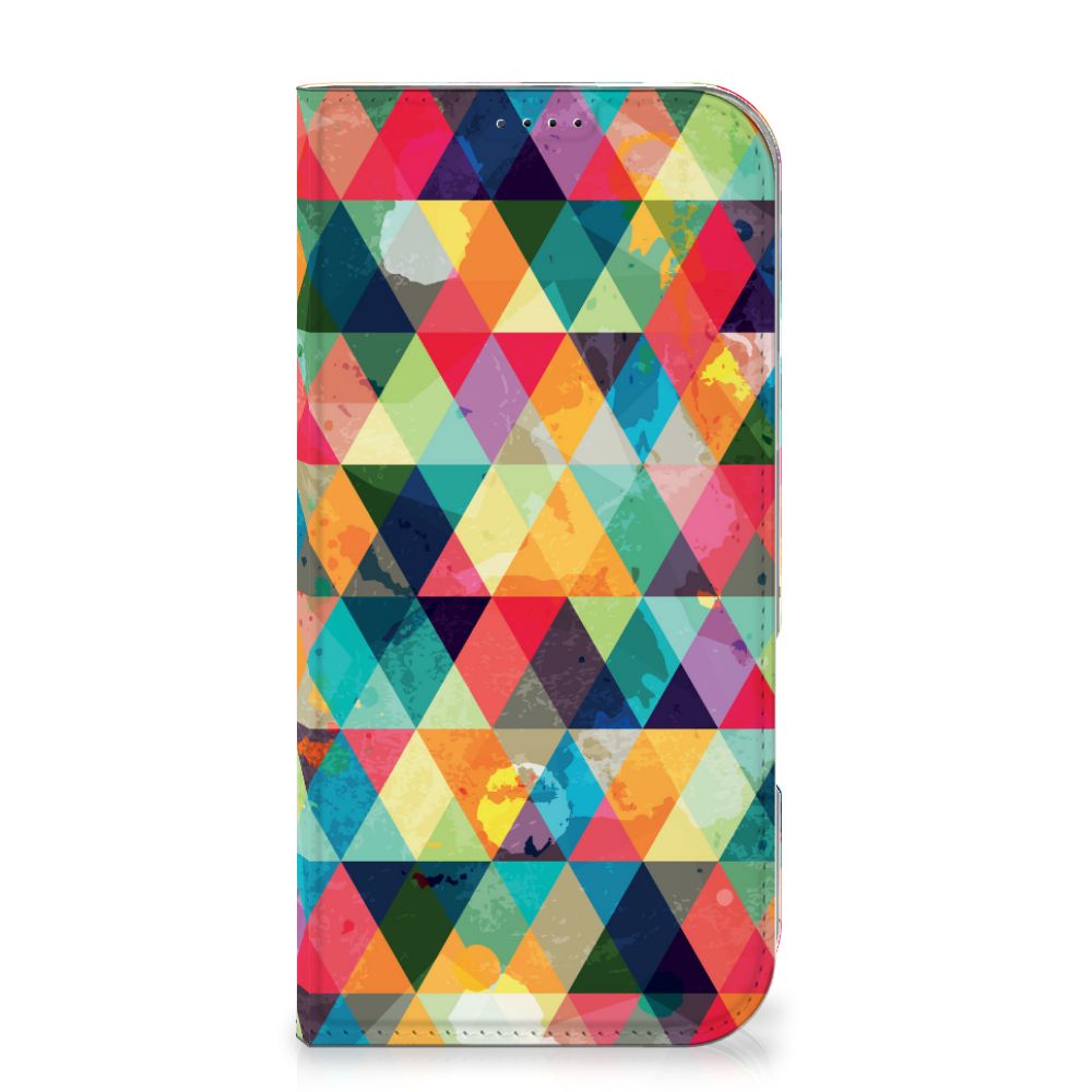 iPhone 16 Pro Max Hoesje met Magneet Geruit design geruit vooraanzicht
