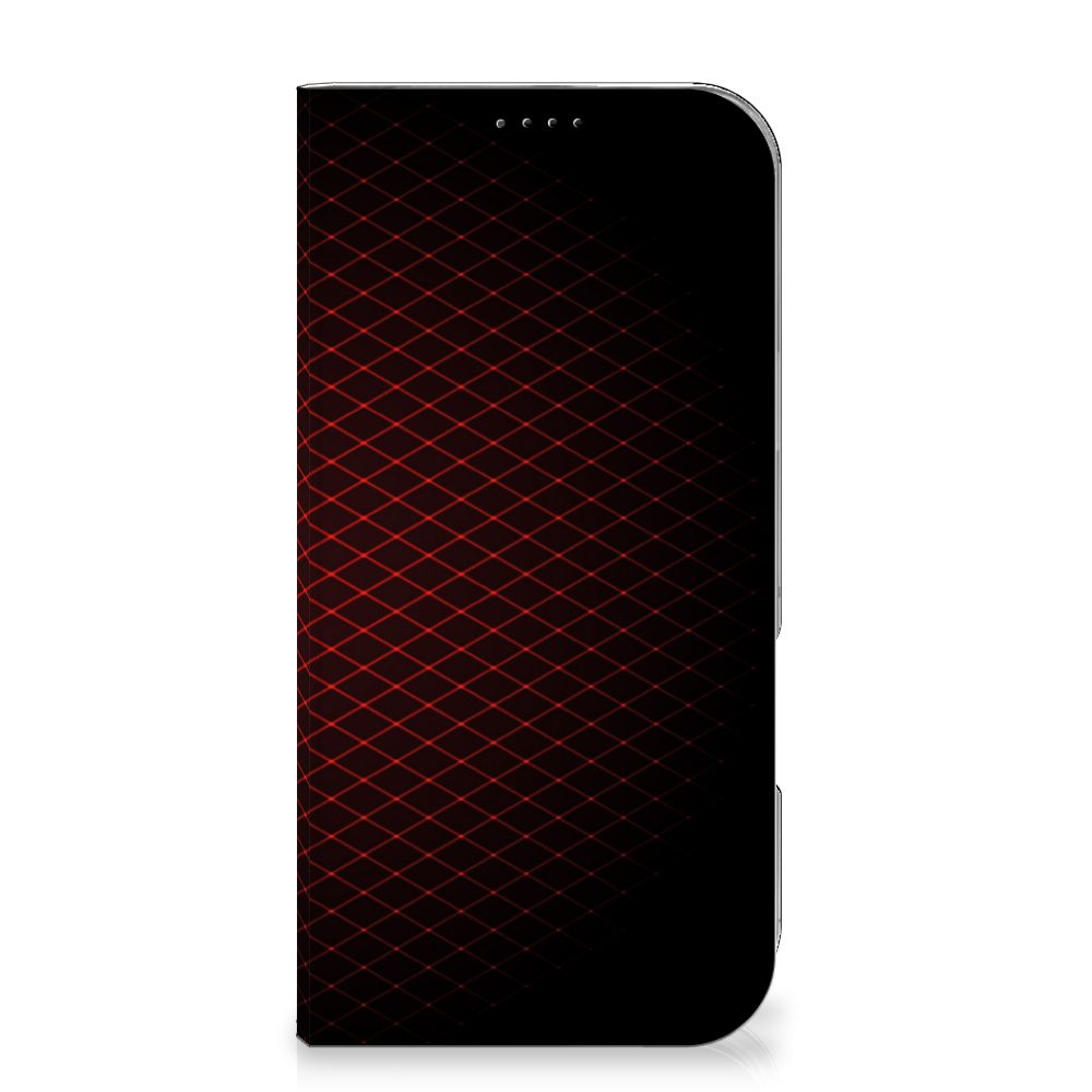 iPhone 16 Pro Max Hoesje met Magneet Geruit Rood voorkant design geruit rood