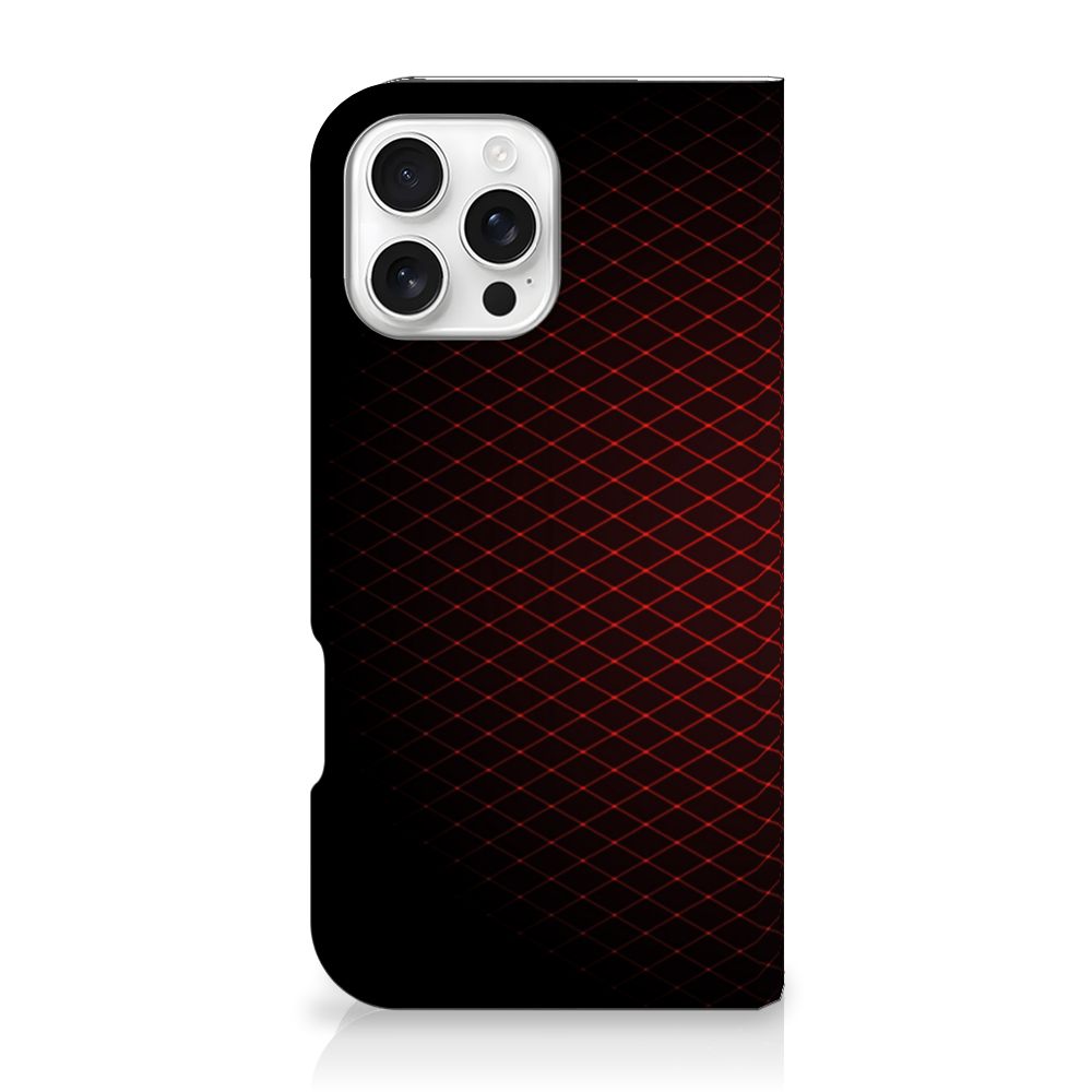 iPhone 16 Pro Max Hoesje met Magneet Geruit Rood design geruit aanzicht
