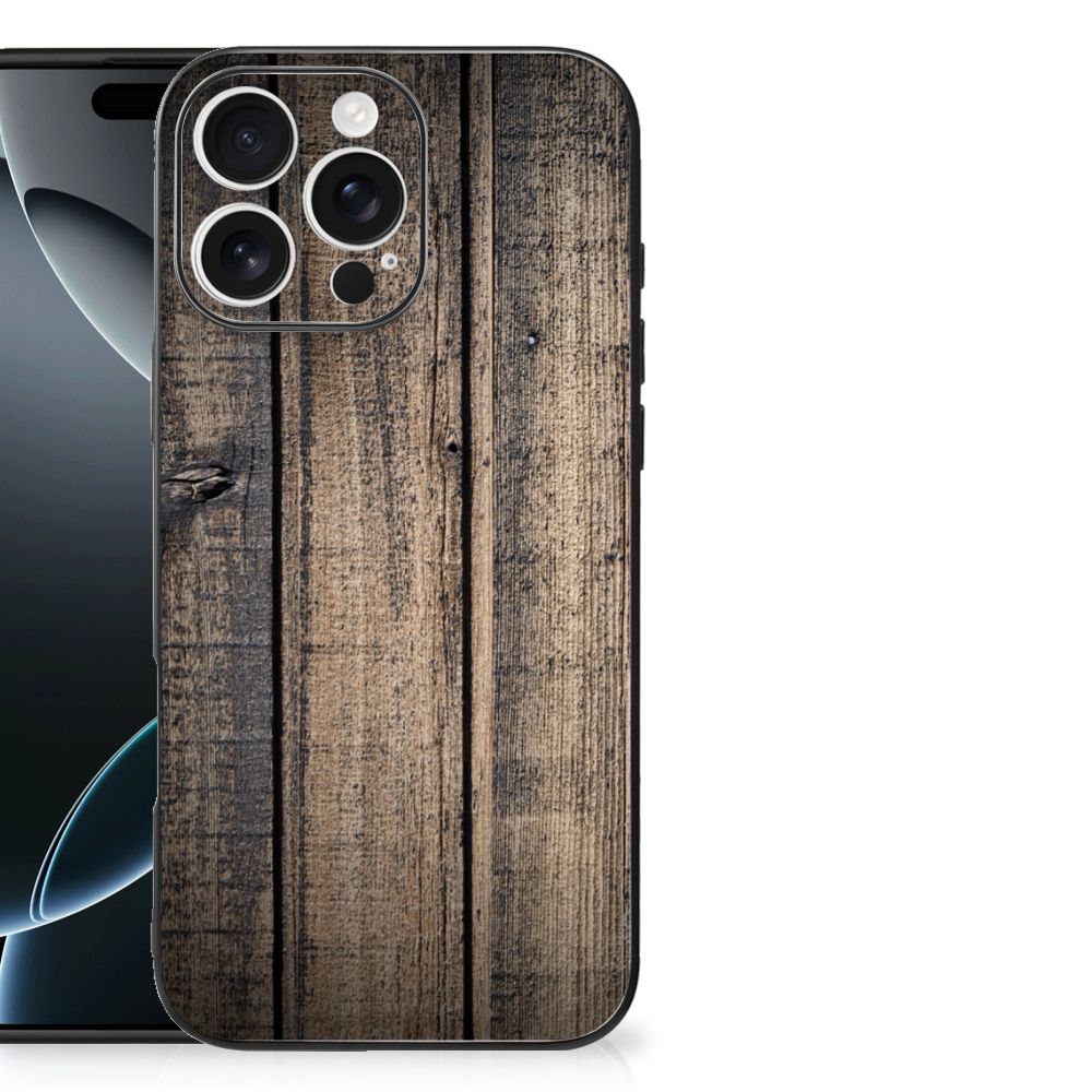 Apple iPhone 16 Pro Max Houten Print Telefoonhoesje Steigerhout hout print achterkant