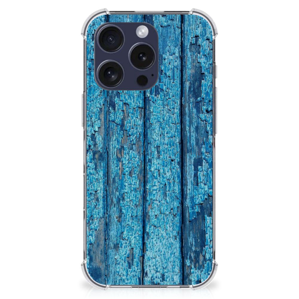 iPhone 16 Pro Max Stevig Telefoonhoesje Wood Blue achteraanzicht