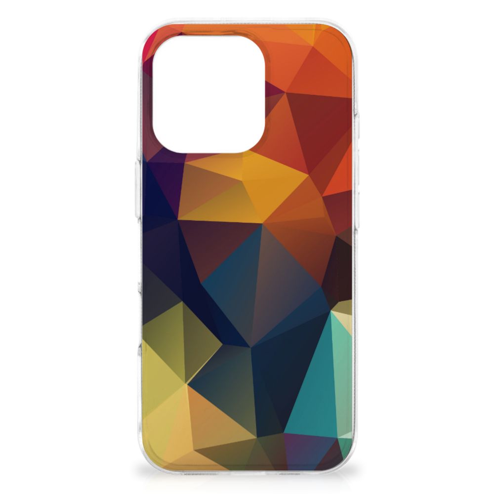 iPhone 16 Pro Max TPU Hoesje Polygon Color design kleurrijke driehoeken aanzicht