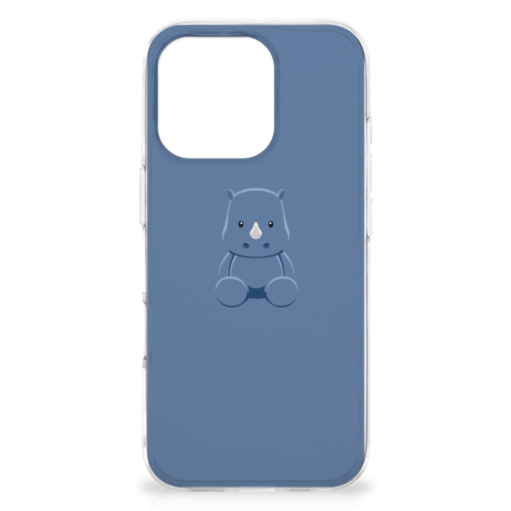 iPhone 16 Pro Max Telefoonhoesje met Naam Baby Rhino Baby Rhino achterzijde