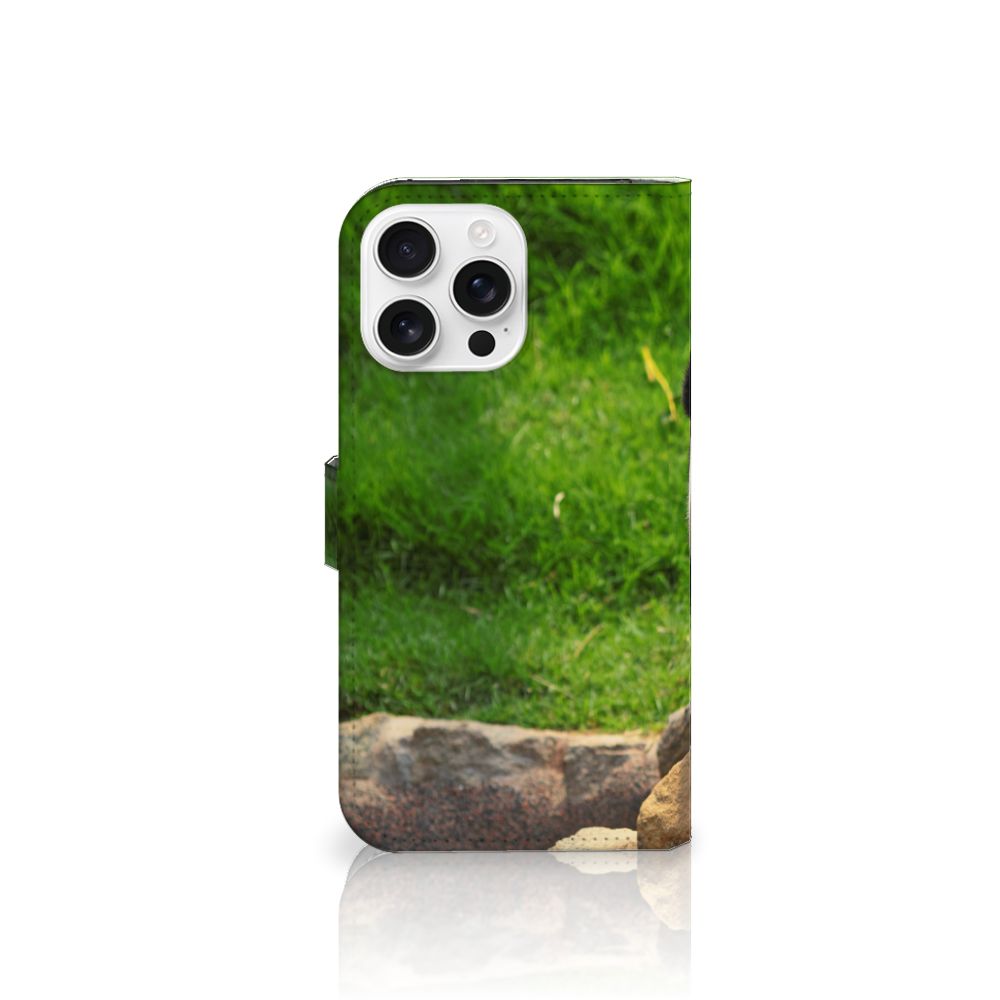 iPhone 16 Pro Max Telefoonhoesje met Pasjes Panda telefoonhoesje panda aanzicht