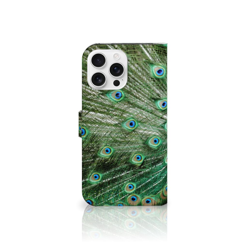 iPhone 16 Pro Max Telefoonhoesje met Pasjes Pauw design pauw aanzicht