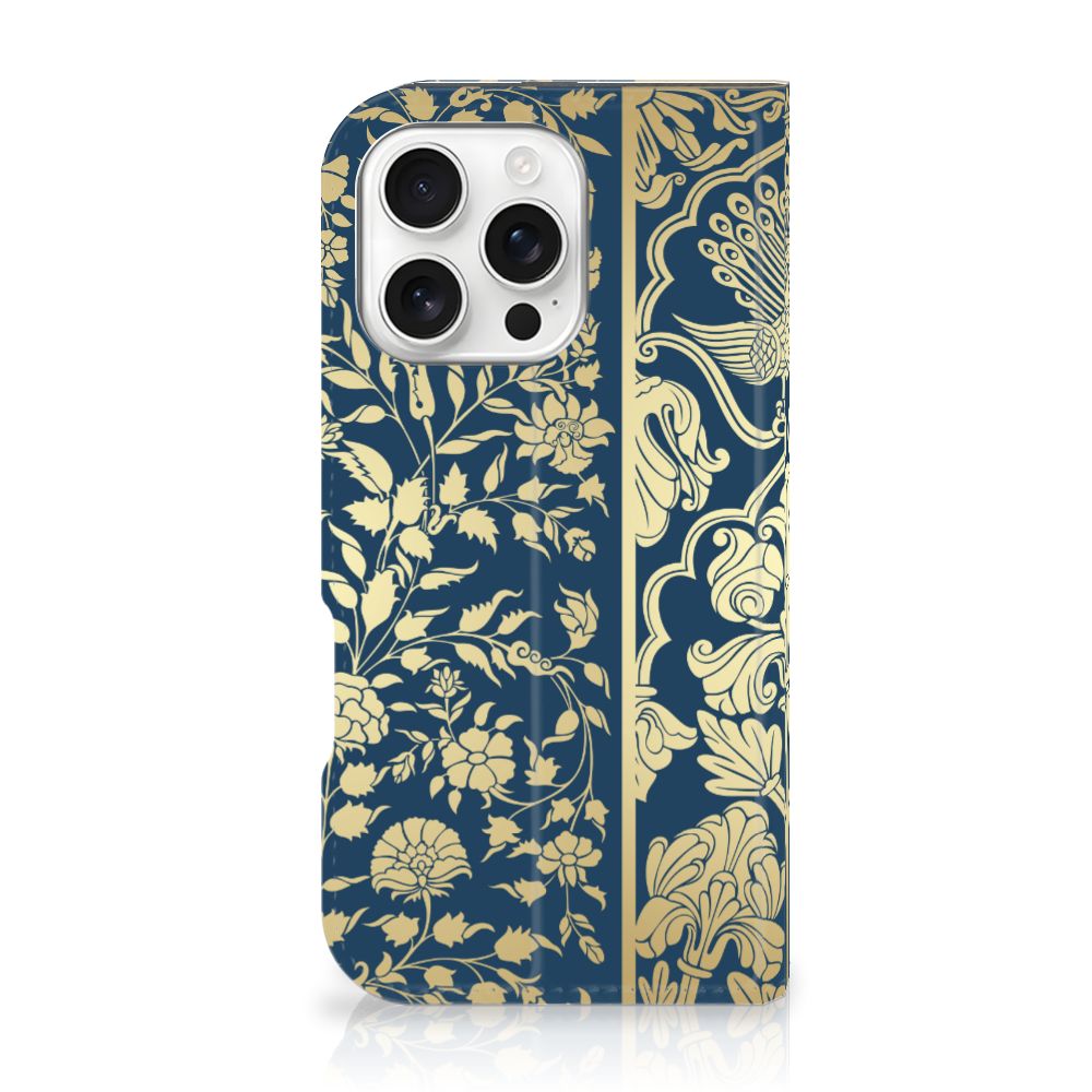 iPhone 16 Pro Smart Cover Beige Flowers telefoonhoesje design beige bloemen aanzicht
